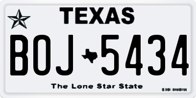 TX license plate BOJ5434