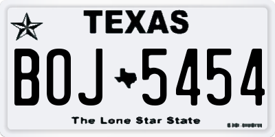 TX license plate BOJ5454
