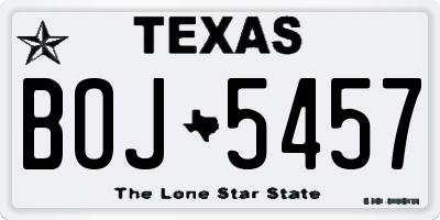 TX license plate BOJ5457