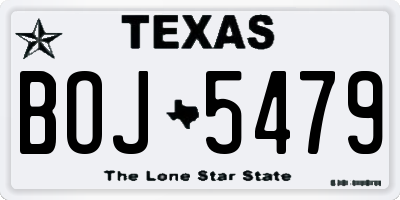 TX license plate BOJ5479