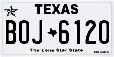 TX license plate BOJ6120