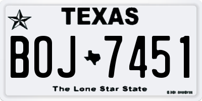 TX license plate BOJ7451