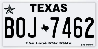 TX license plate BOJ7462