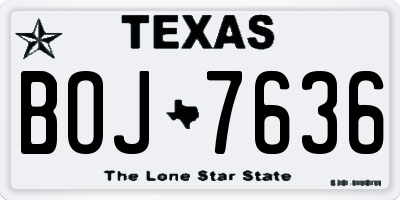 TX license plate BOJ7636