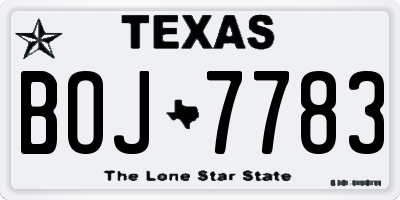 TX license plate BOJ7783