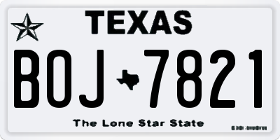 TX license plate BOJ7821
