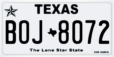 TX license plate BOJ8072