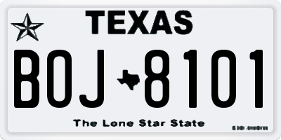 TX license plate BOJ8101