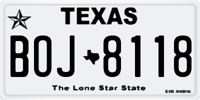 TX license plate BOJ8118