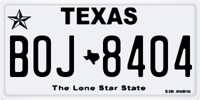 TX license plate BOJ8404