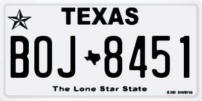 TX license plate BOJ8451