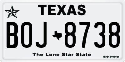 TX license plate BOJ8738
