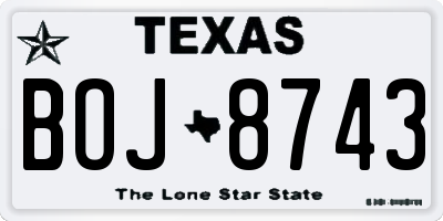 TX license plate BOJ8743