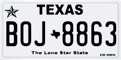 TX license plate BOJ8863