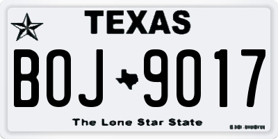 TX license plate BOJ9017