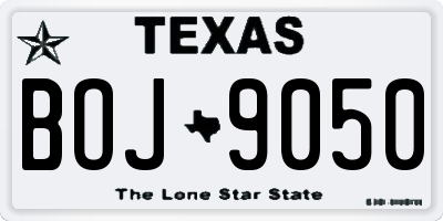 TX license plate BOJ9050