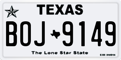 TX license plate BOJ9149