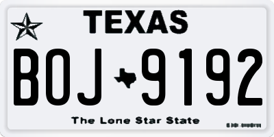 TX license plate BOJ9192