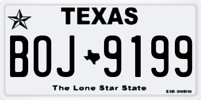 TX license plate BOJ9199