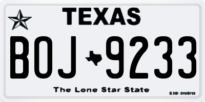 TX license plate BOJ9233