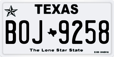 TX license plate BOJ9258