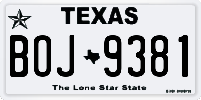 TX license plate BOJ9381