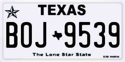 TX license plate BOJ9539