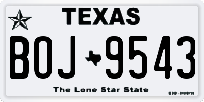 TX license plate BOJ9543