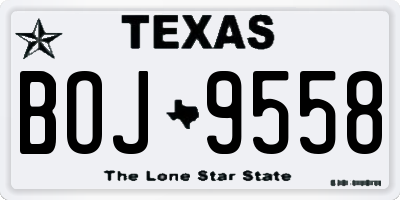 TX license plate BOJ9558
