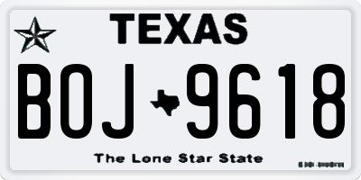 TX license plate BOJ9618