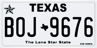TX license plate BOJ9676