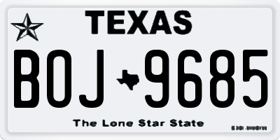 TX license plate BOJ9685
