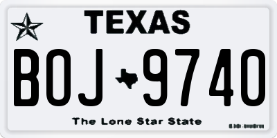 TX license plate BOJ9740