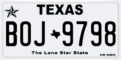 TX license plate BOJ9798