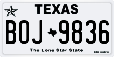 TX license plate BOJ9836