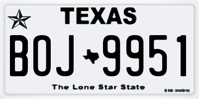 TX license plate BOJ9951