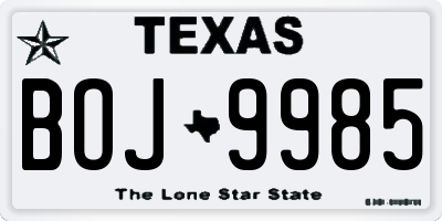 TX license plate BOJ9985