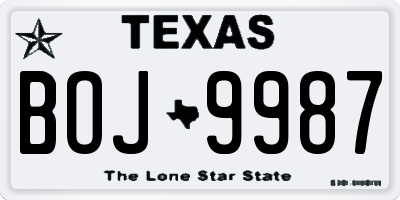TX license plate BOJ9987