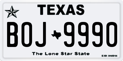 TX license plate BOJ9990