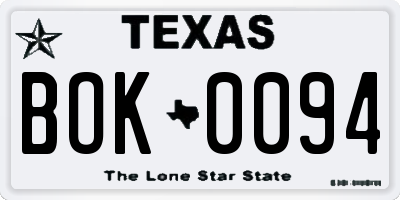TX license plate BOK0094