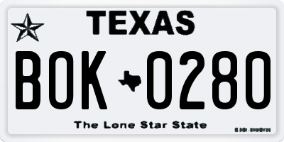 TX license plate BOK0280