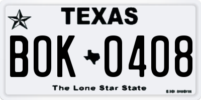 TX license plate BOK0408