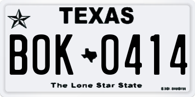 TX license plate BOK0414