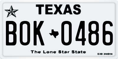 TX license plate BOK0486