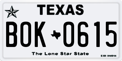 TX license plate BOK0615