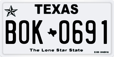 TX license plate BOK0691