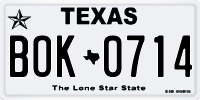 TX license plate BOK0714