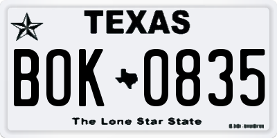 TX license plate BOK0835