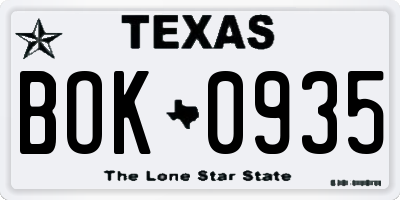 TX license plate BOK0935