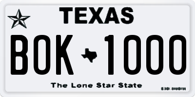 TX license plate BOK1000